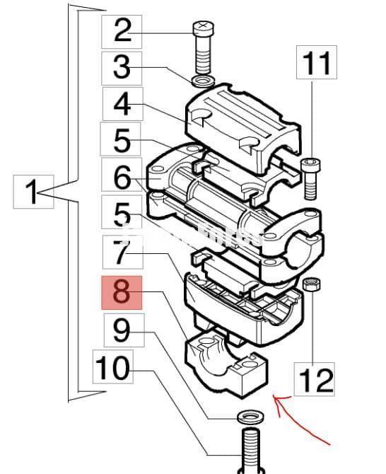 Abrazadera inferior manillar tubo 32mm desbrozadoras Efco (4174084-61110251) - Imagen 2