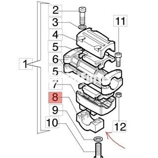 Abrazadera inferior manillar tubo 32mm desbrozadoras Efco (4174084-61110251) - Imagen 2