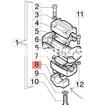 Abrazadera inferior manillar tubo 32mm desbrozadoras Efco (4174084-61110251) - Imagen 2
