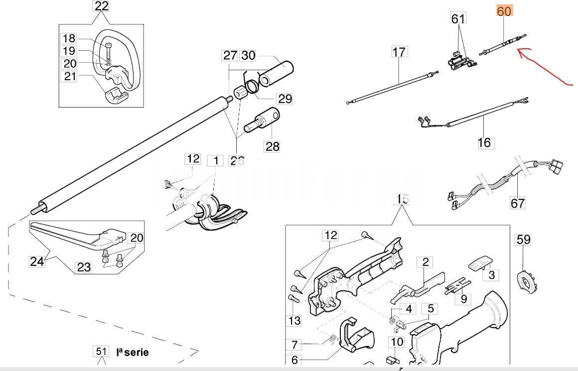 Cable acelerador desbrozadoras Oleo-Mac(62040025R) - Imagen 2