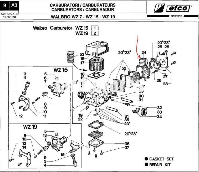 Cuerpo regulador carburador Efco 400(2318208) - Imagen 3
