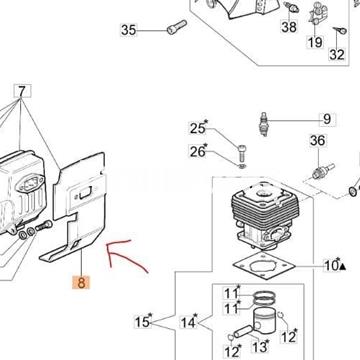 Deflector escape desbrozadoras Oleo-Mac (61210035R) - Imagen 2