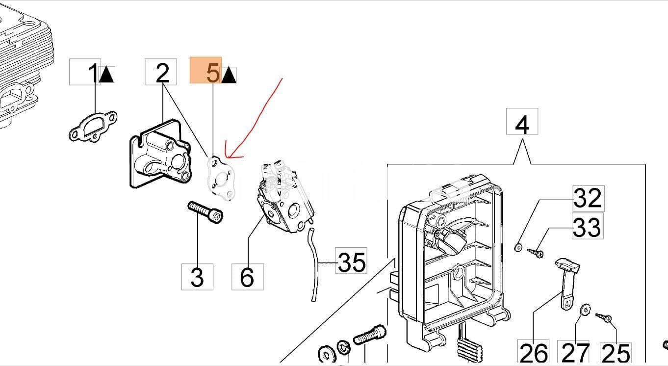 Junta carburador desbrozadoras Oleo-Mac(61200196AR) - Imagen 2