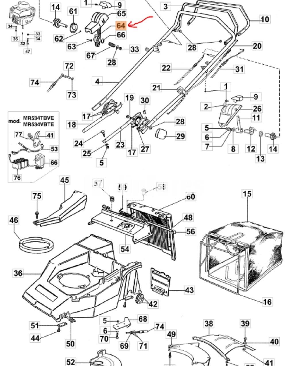 Palanca mando variador cortacésped Oleo-Mac  (8203084) - Imagen 2