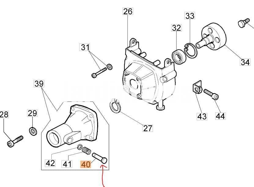 Perno enganche flexible desbrozadoras mochila Oleo-Mac (043300009) - Imagen 2