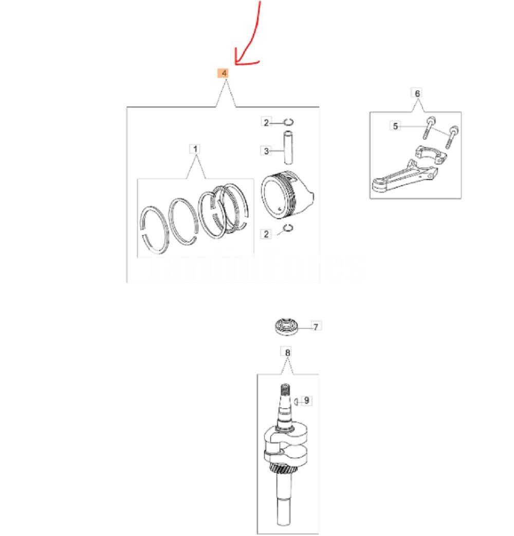 Pistón completo motor Emak K40-50-500-600 de Oleo-Mac (L66150217) - Imagen 2