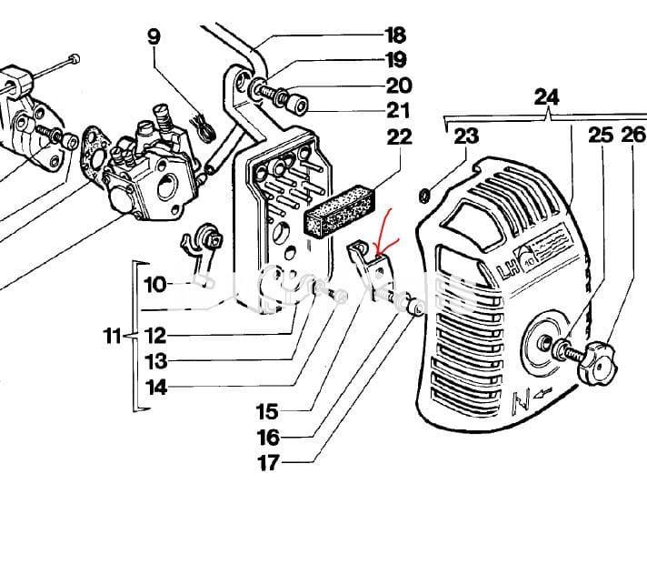 Plaqueta soporte filtro aire ahoyador Efco (4174097) - Imagen 3