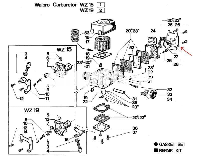 Soporte carburador desbrozadoras Efco 400(2318218) - Imagen 2