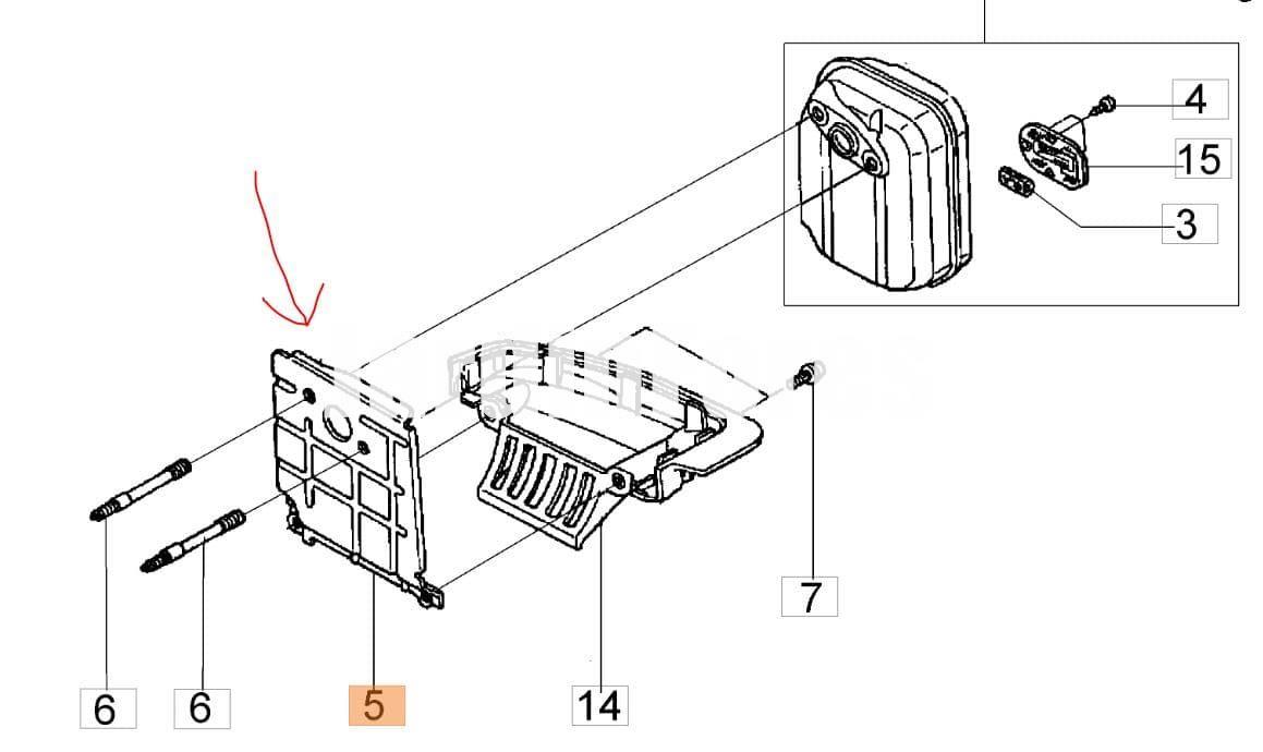 Soporte escape desbrozadoras 4T Oleo-Mac (H18515Z0Z300) - Imagen 2