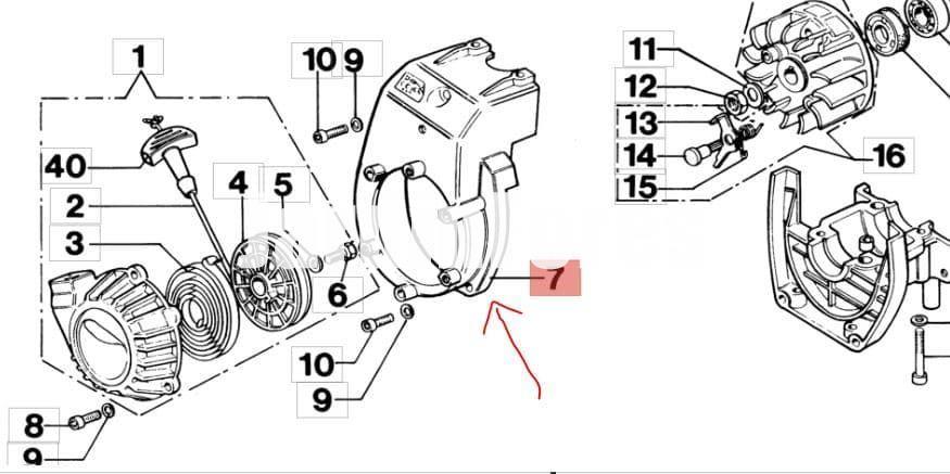 Tapa cárter motor ahoyador y motobomba Efco (4174165R) - Imagen 2