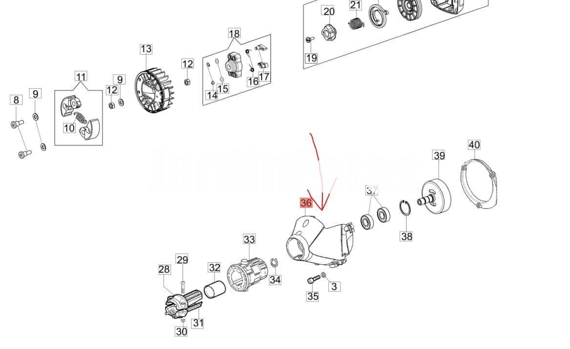 Tapa embrague desbrozadoras Efco (61250017R) - Imagen 2