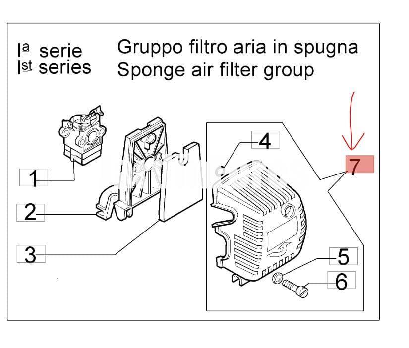 Tapa filtro aire desbrozador Efco (61112016) - Imagen 2