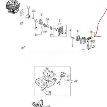Tapa filtro aire desbrozador Oleo-Mac BC320T (61170144AR) - Imagen 2