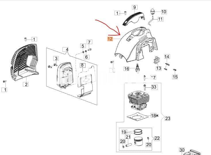 Tapa motor cilindro Oleo-Mac (61350351) - Imagen 2