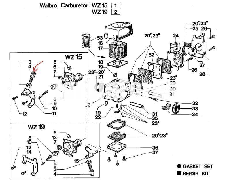 Tornillo carburador desbrozadoras antiguas Efco(2318135) - Imagen 2