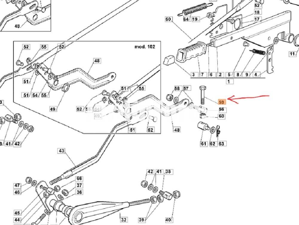 Tornillo regulación altura corte tractores cortacésped Oleo-Mac (G12794980) - Imagen 2