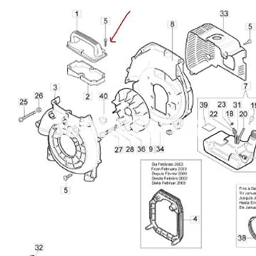 Tornillos sujeción asa tapa superior soplador Oleo-Mac BV 162 - Imagen 1